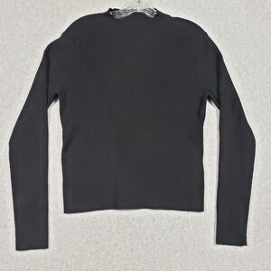 Laundry by Shelli Segal Women Black Ribbed Mock Neck Sweater L Professional Chic